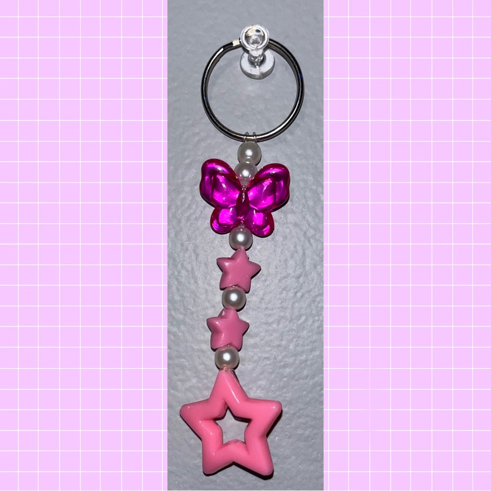 Pink butterfly keychain